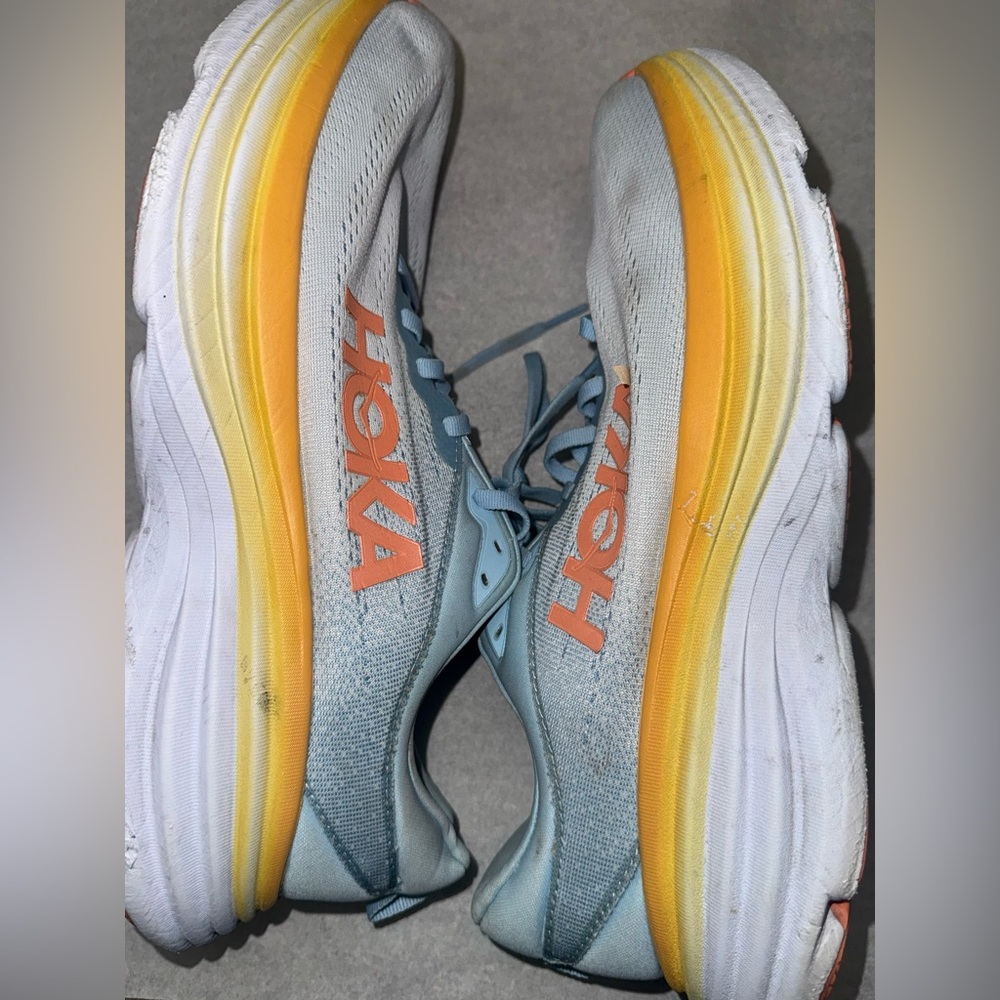 Hoka Sneakers with Light Blue and Vibrant Orange